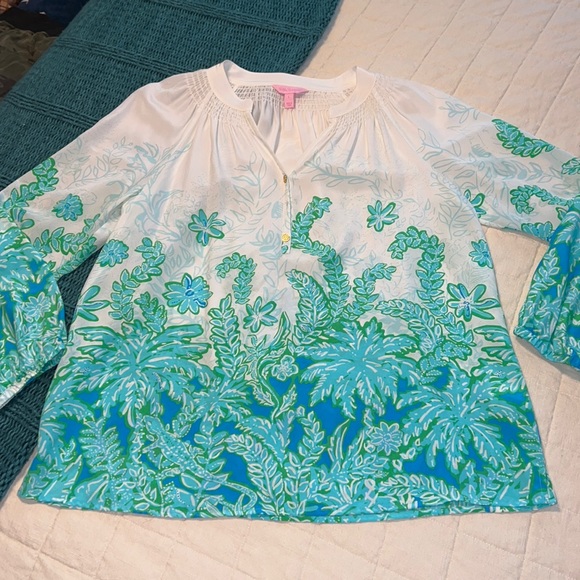 Lilly Pulitzer Elsa Silk blouse Sz. L - Picture 1 of 12